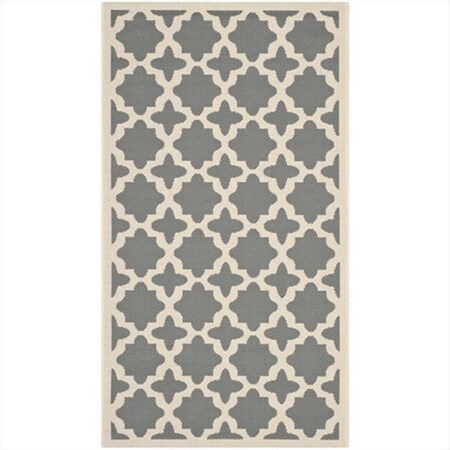 Safavieh 2 Ft. -7 In. X 5 Ft. Runner Indoor-Outdoor Courtyard- Anthracite And Beige- Machine Made Rug CY6913-246-3